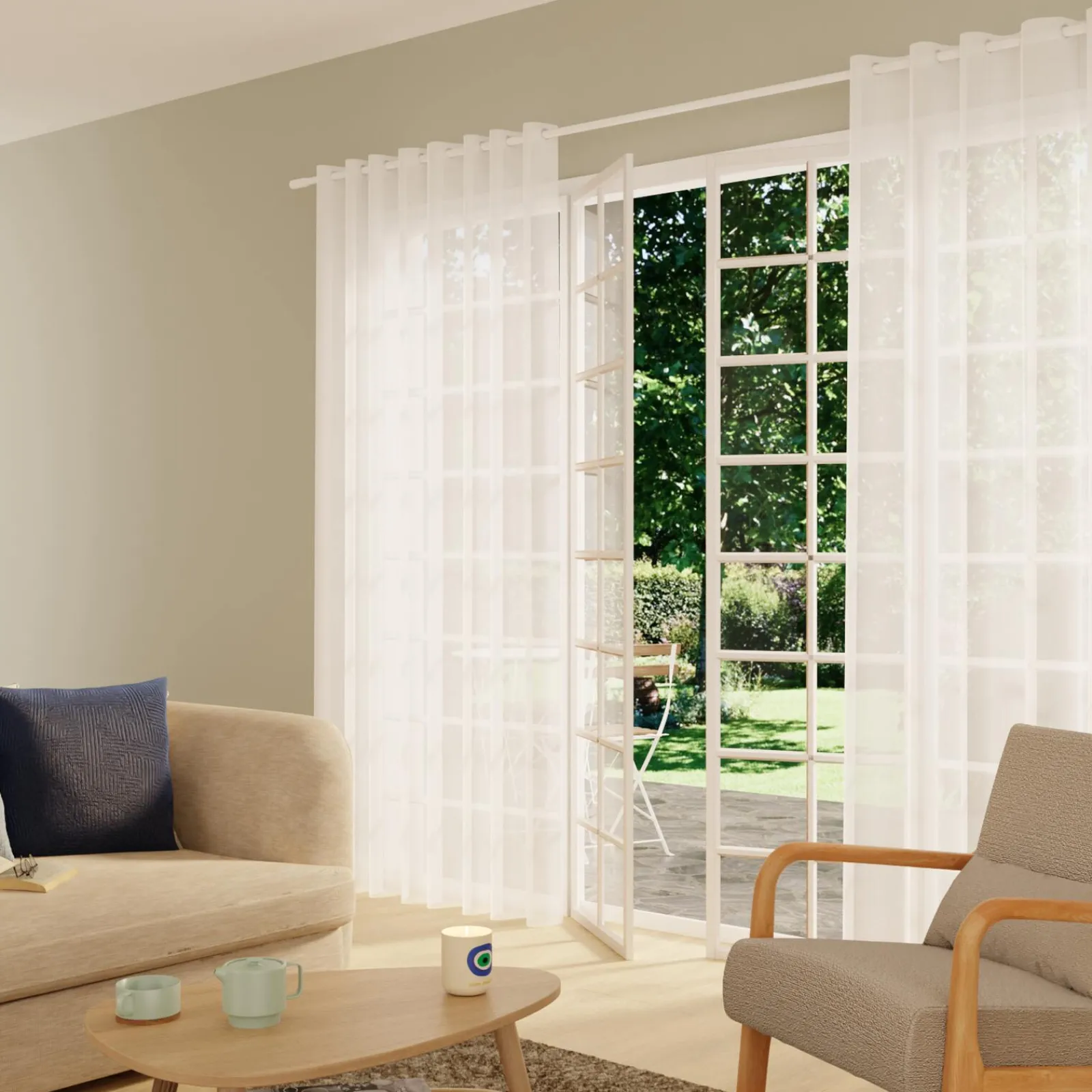 Online Voilage PLEIN JOUR coloris blanc 240 x 240 cm - 4MURS Voilages, Vitrages, Stores Et Accessoires|Rideaux